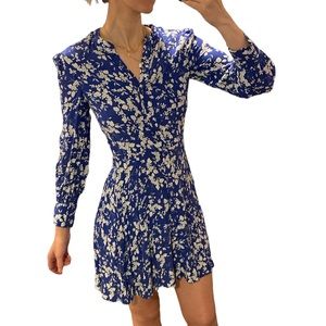 H&M Blue Floral Mini Dress - Size 6